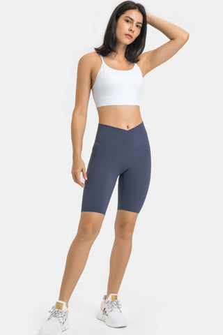High Waist Biker Shorts with Pockets, Trendsi - A Blissfully Beautiful Boutique