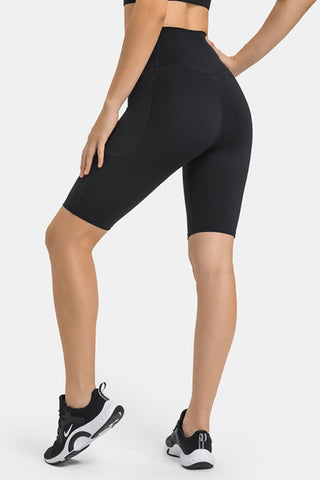 High Waist Biker Shorts with Pockets, Trendsi - A Blissfully Beautiful Boutique