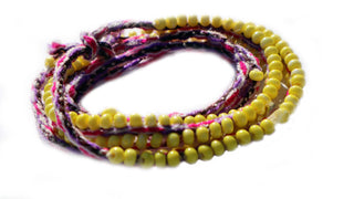Washed Out Yellow Beaded, Iced Purple and Fuchsia, Tie Wraps, Serena Vibes - A Blissfully Beautiful Boutique