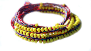Washed Out Yellow Beaded, Kaleidoscope, Tie Wraps, Serena Vibes - A Blissfully Beautiful Boutique