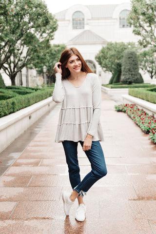 Nicely Done Tiered Top in Gray, 143 Story - A Blissfully Beautiful Boutique