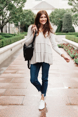 Nicely Done Tiered Top in Gray, 143 Story - A Blissfully Beautiful Boutique