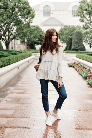 Nicely Done Tiered Top in Gray, 143 Story - A Blissfully Beautiful Boutique