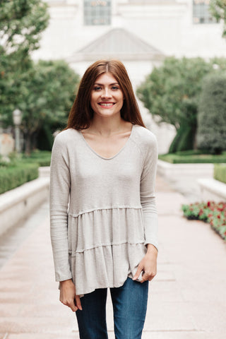 Nicely Done Tiered Top in Gray, 143 Story - A Blissfully Beautiful Boutique