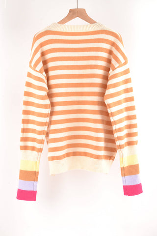 Warm Spice Striped Round Neck Sweater, Trendsi - A Blissfully Beautiful Boutique