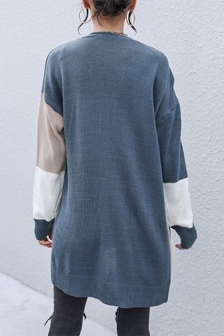 Color Block Dropped Shoulder Cardigan, Trendsi - A Blissfully Beautiful Boutique