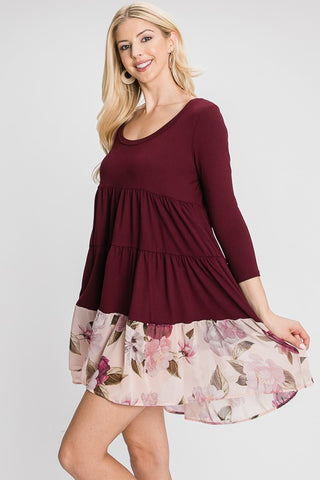 A Tiered Loose Fit Shift Dress, Red Lolly - A Blissfully Beautiful Boutique