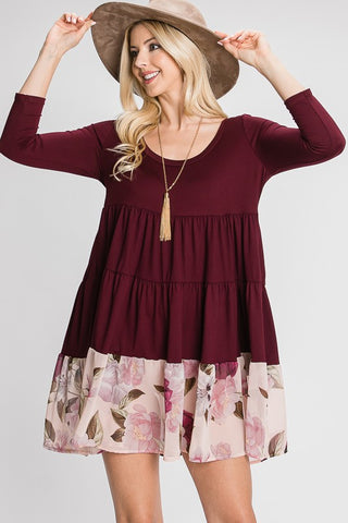 A Tiered Loose Fit Shift Dress, Red Lolly - A Blissfully Beautiful Boutique