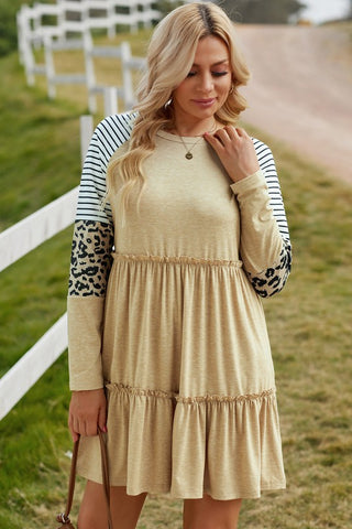 Striped Leopard Patchwork Mini Dress, SHEWIN INC. - A Blissfully Beautiful Boutique