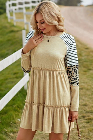 Striped Leopard Patchwork Mini Dress, SHEWIN INC. - A Blissfully Beautiful Boutique