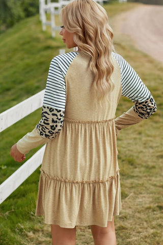 Striped Leopard Patchwork Mini Dress, SHEWIN INC. - A Blissfully Beautiful Boutique