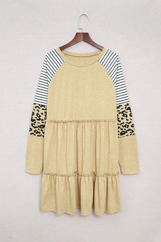 Striped Leopard Patchwork Mini Dress, SHEWIN INC. - A Blissfully Beautiful Boutique