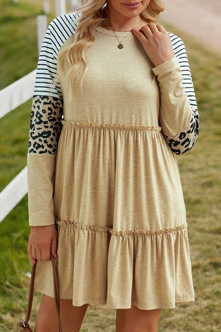 Striped Leopard Patchwork Mini Dress, SHEWIN INC. - A Blissfully Beautiful Boutique