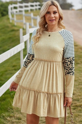 Striped Leopard Patchwork Mini Dress, SHEWIN INC. - A Blissfully Beautiful Boutique