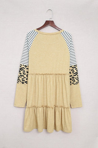 Striped Leopard Patchwork Mini Dress, SHEWIN INC. - A Blissfully Beautiful Boutique