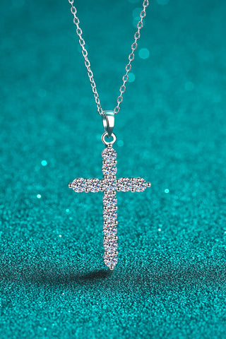 Moissanite Cross Pendant Chain Necklace, Trendsi - A Blissfully Beautiful Boutique