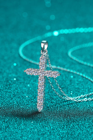 Moissanite Cross Pendant Chain Necklace, Trendsi - A Blissfully Beautiful Boutique