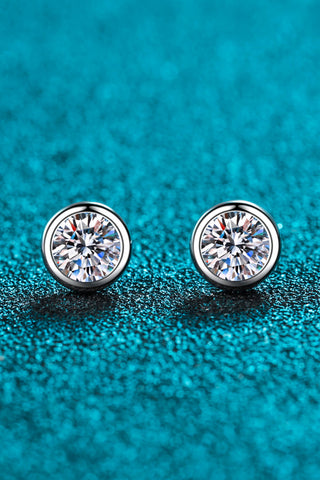 Moissanite Round-Shaped Stud Earrings, Trendsi - A Blissfully Beautiful Boutique