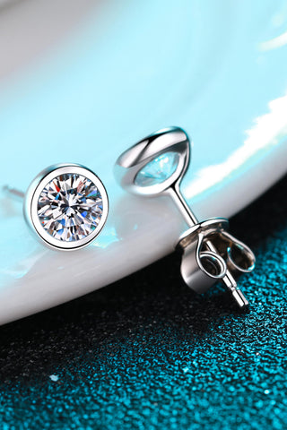 Moissanite Round-Shaped Stud Earrings, Trendsi - A Blissfully Beautiful Boutique