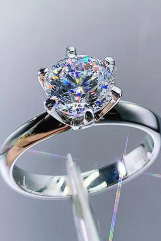 925 Sterling Silver 3 Carat Moissanite 6-Prong Ring, Trendsi - A Blissfully Beautiful Boutique