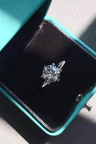 925 Sterling Silver 3 Carat Moissanite 6-Prong Ring, Trendsi - A Blissfully Beautiful Boutique