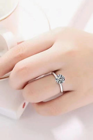 925 Sterling Silver 3 Carat Moissanite 6-Prong Ring, Trendsi - A Blissfully Beautiful Boutique