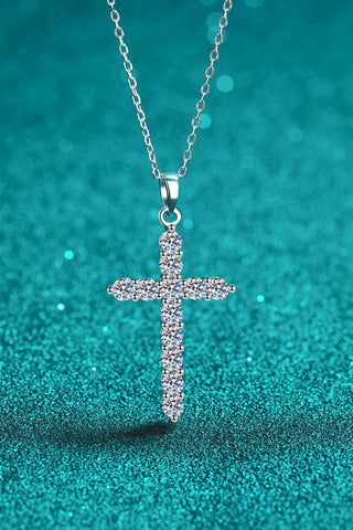 925 Sterling Silver Cross Moissanite Necklace, Trendsi - A Blissfully Beautiful Boutique