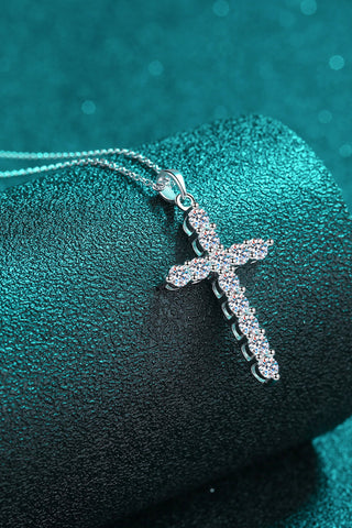925 Sterling Silver Cross Moissanite Necklace, Trendsi - A Blissfully Beautiful Boutique