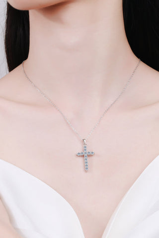 925 Sterling Silver Cross Moissanite Necklace, Trendsi - A Blissfully Beautiful Boutique