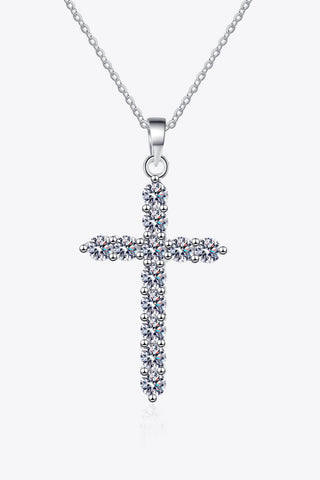 925 Sterling Silver Cross Moissanite Necklace, Trendsi - A Blissfully Beautiful Boutique
