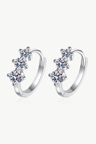 Sterling Silver Moissanite Huggie Earrings, Trendsi - A Blissfully Beautiful Boutique