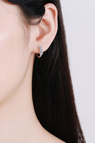 Sterling Silver Moissanite Huggie Earrings, Trendsi - A Blissfully Beautiful Boutique