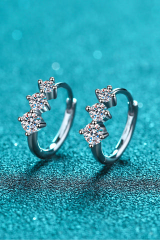 Sterling Silver Moissanite Huggie Earrings, Trendsi - A Blissfully Beautiful Boutique