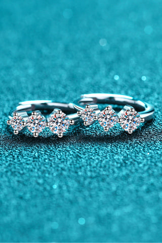 Sterling Silver Moissanite Huggie Earrings, Trendsi - A Blissfully Beautiful Boutique