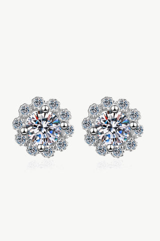 Moissanite Floral-Shaped Stud Earrings, Trendsi - A Blissfully Beautiful Boutique