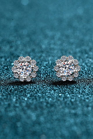 Moissanite Floral-Shaped Stud Earrings, Trendsi - A Blissfully Beautiful Boutique