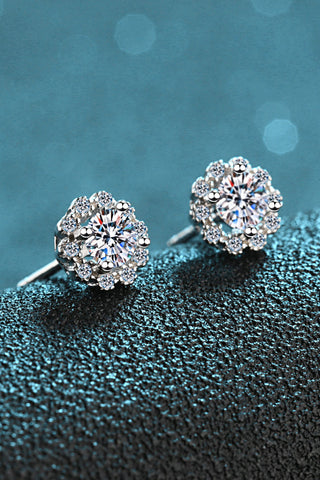 Moissanite Floral-Shaped Stud Earrings, Trendsi - A Blissfully Beautiful Boutique