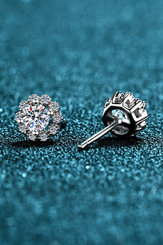 Moissanite Floral-Shaped Stud Earrings, Trendsi - A Blissfully Beautiful Boutique