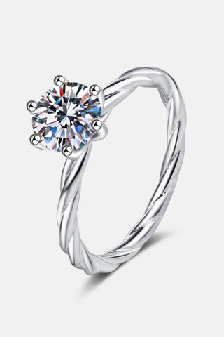 1 Carat Moissanite 6-Prong Twisted Ring, Trendsi - A Blissfully Beautiful Boutique