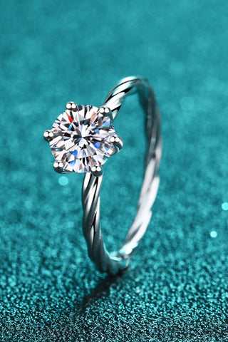 1 Carat Moissanite 6-Prong Twisted Ring, Trendsi - A Blissfully Beautiful Boutique