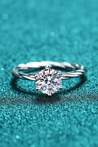 1 Carat Moissanite 6-Prong Twisted Ring, Trendsi - A Blissfully Beautiful Boutique