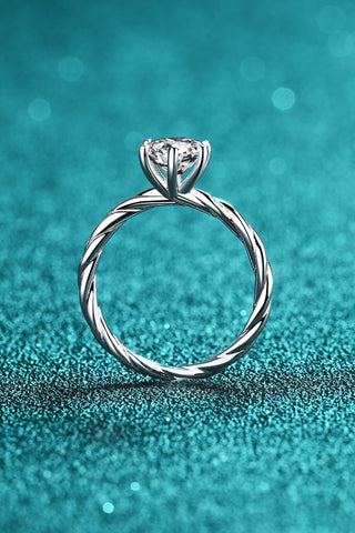 1 Carat Moissanite 6-Prong Twisted Ring, Trendsi - A Blissfully Beautiful Boutique