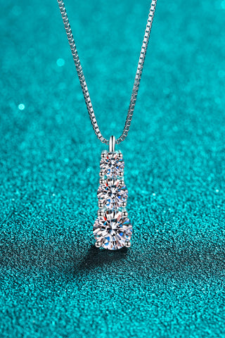 Moissanite Triple-Pendant Necklace, Trendsi - A Blissfully Beautiful Boutique
