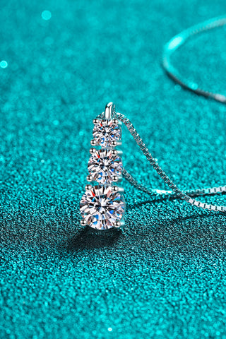 Moissanite Triple-Pendant Necklace, Trendsi - A Blissfully Beautiful Boutique