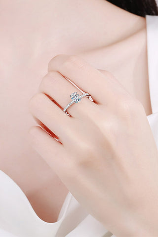 925 Sterling Silver Inlaid 1 Carat Moissanite Ring, Trendsi - A Blissfully Beautiful Boutique