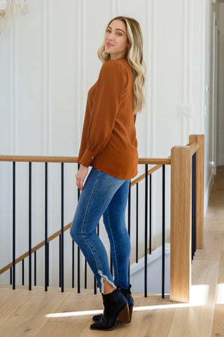 Enjoy This Moment V Neck Blouse In Toffee, Ave Shops - A Blissfully Beautiful Boutique