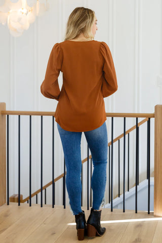 Enjoy This Moment V Neck Blouse In Toffee, Ave Shops - A Blissfully Beautiful Boutique