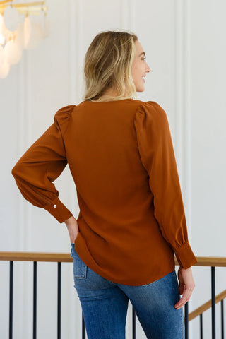 Enjoy This Moment V Neck Blouse In Toffee, Ave Shops - A Blissfully Beautiful Boutique