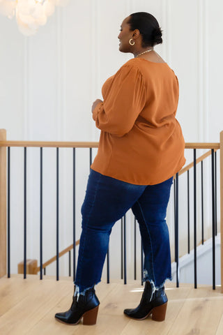 Enjoy This Moment V Neck Blouse In Toffee, Ave Shops - A Blissfully Beautiful Boutique