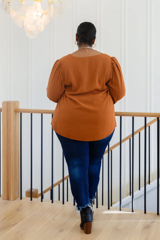 Enjoy This Moment V Neck Blouse In Toffee, Ave Shops - A Blissfully Beautiful Boutique